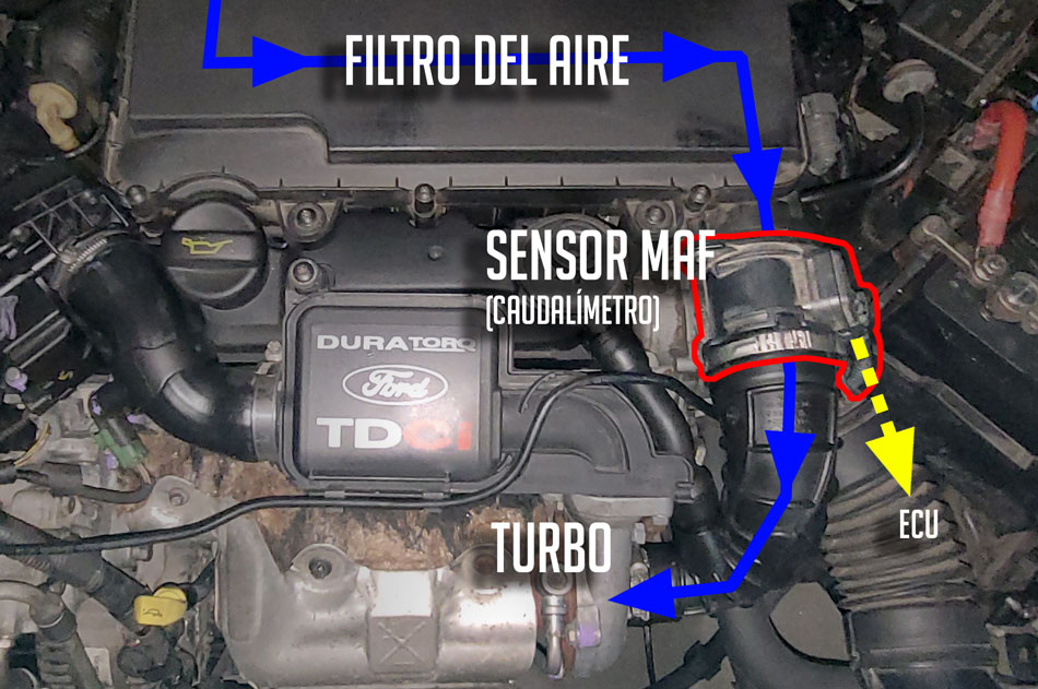 Circulación del aire a través del sensor MAF